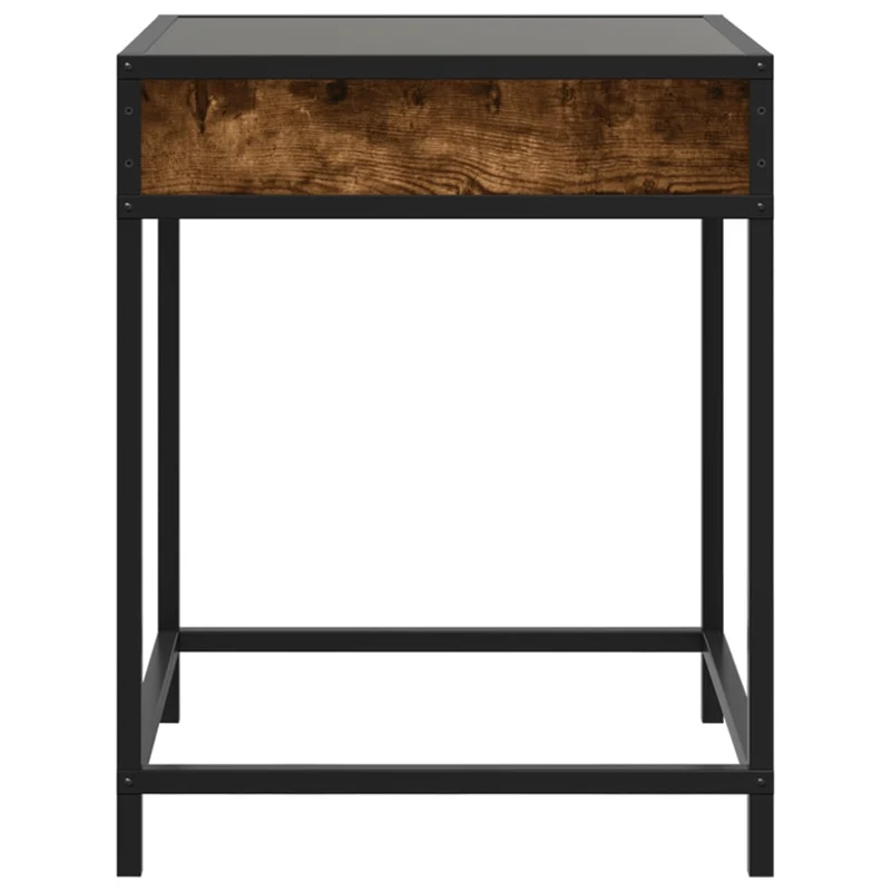 Table de chevet design moderne avec LED 40 x 40 x 51 cm bois d'ingénierie marron verre et métal DEC037544