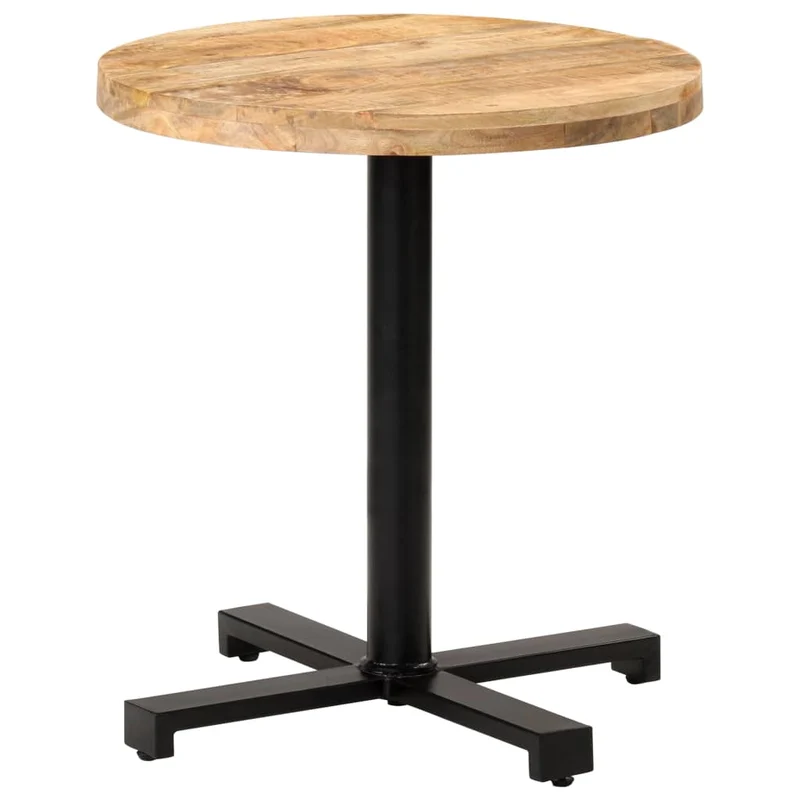 Table d'appoint auxiliaire table bistro plateau rond ø70 x 75 cm bois de manguier et fer DEC036585