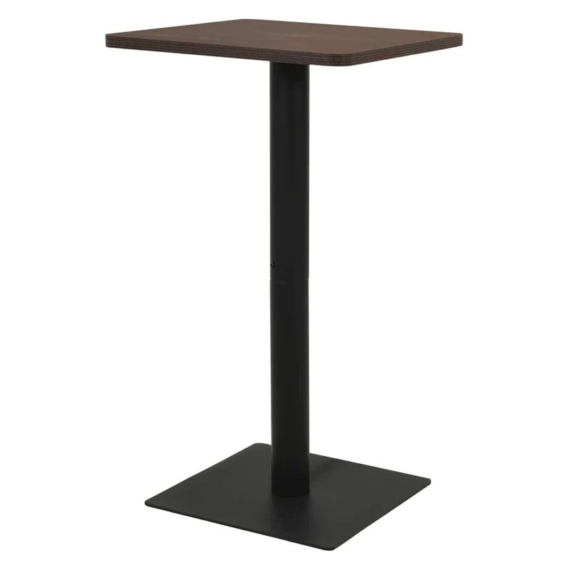 Table d'appoint auxiliaire table haute de bar 60 x 60 x 107 cm panneau de particules de mélamine marron et acier DEC036546