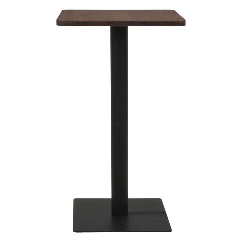 Table d'appoint auxiliaire table haute de bar 60 x 60 x 107 cm panneau de particules de mélamine marron et acier DEC036546