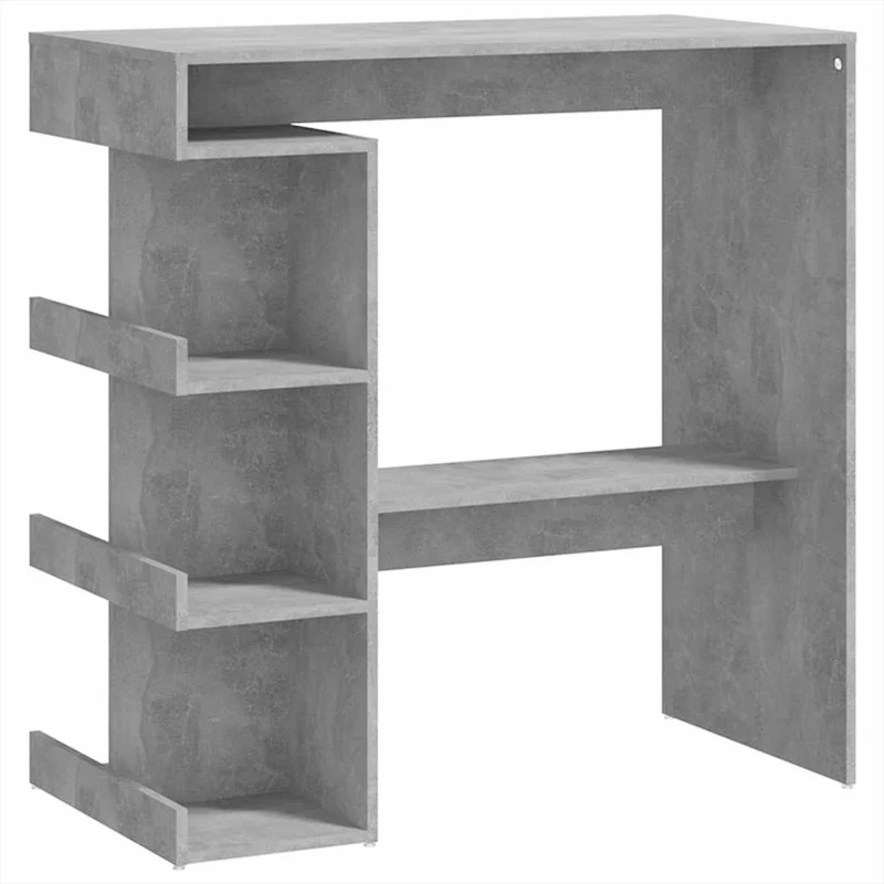 Table d’appoint multifonction table de bar avec étagère de rangement en bois d'ingénierie gris DEC036513
