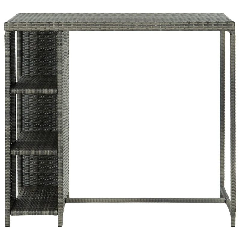 Table d’appoint multifonction table de bar avec étagère de rangement 120 x 60 x 110 cm résine tressée gris et acier DEC036332