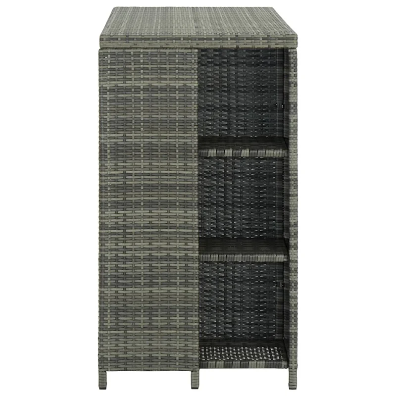 Table d’appoint multifonction table de bar avec étagère de rangement 120 x 60 x 110 cm résine tressée gris et acier DEC036332