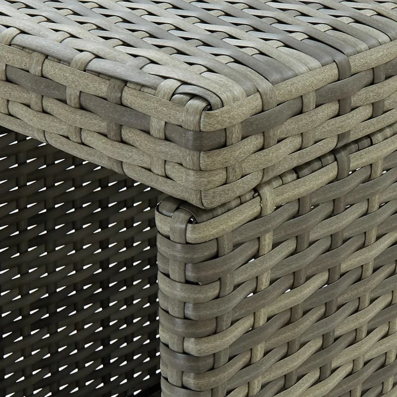 Table d’appoint multifonction table de bar avec étagère de rangement 120 x 60 x 110 cm résine tressée gris et acier DEC036332