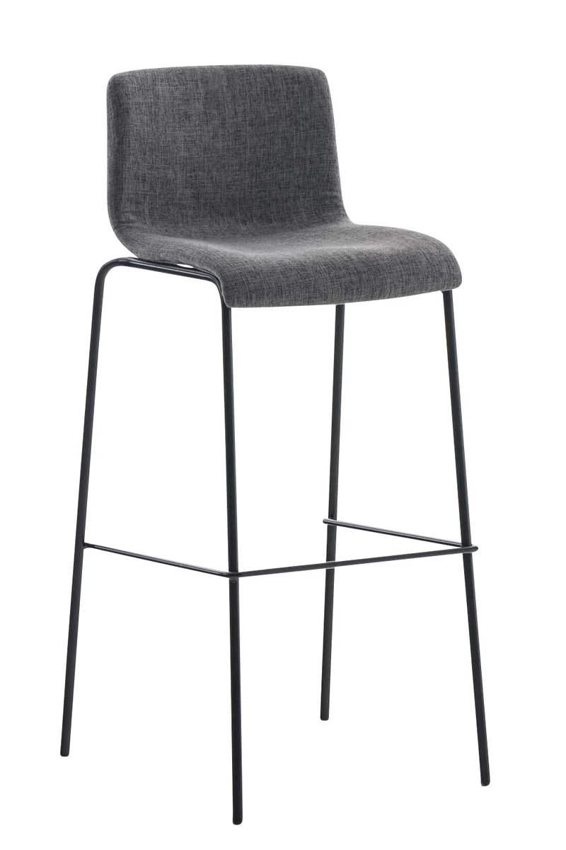 Lot de 2 tabourets de bar avec repose-pieds dossier incurvé en tissu gris clair et 4 pieds en métal noir 10_0004201