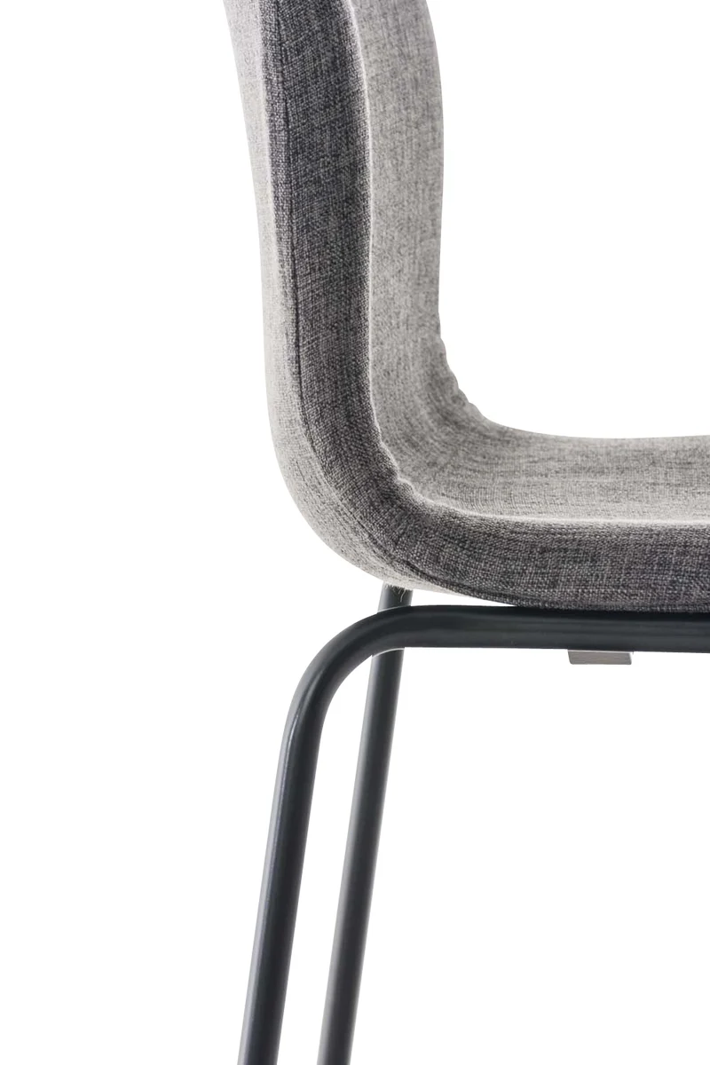 Lot de 2 tabourets de bar avec repose-pieds dossier incurvé en tissu gris clair et 4 pieds en métal noir 10_0004201
