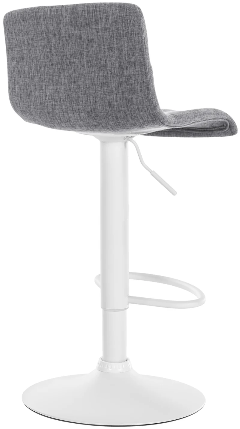 Tabouret de bar x1 avec repose-pieds pivotant dossier incurvé en tissu gris clair et métal blanc 10_0004980