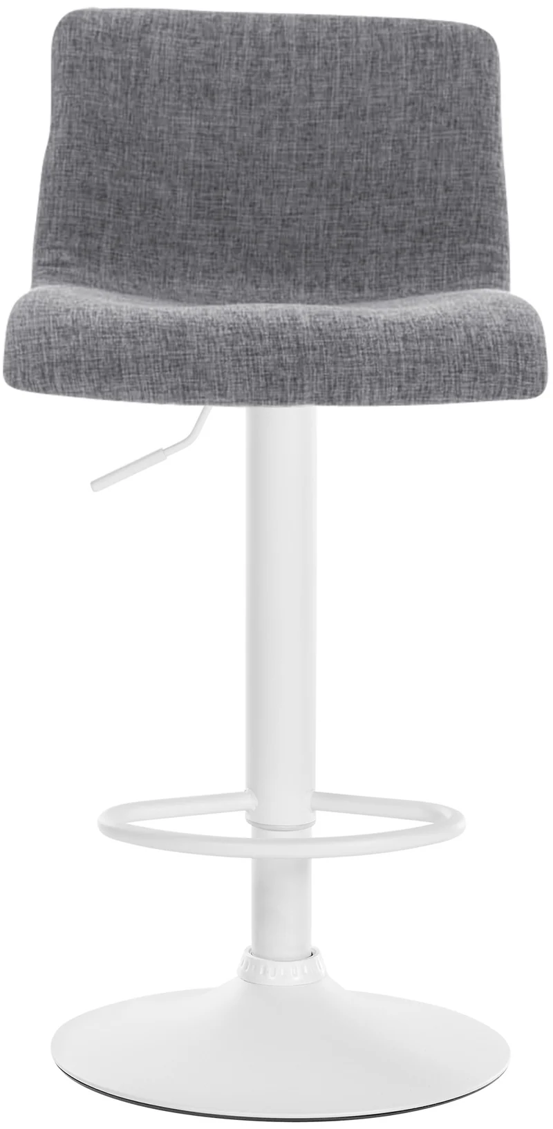 Tabouret de bar x1 avec repose-pieds pivotant dossier incurvé en tissu gris clair et métal blanc 10_0004980