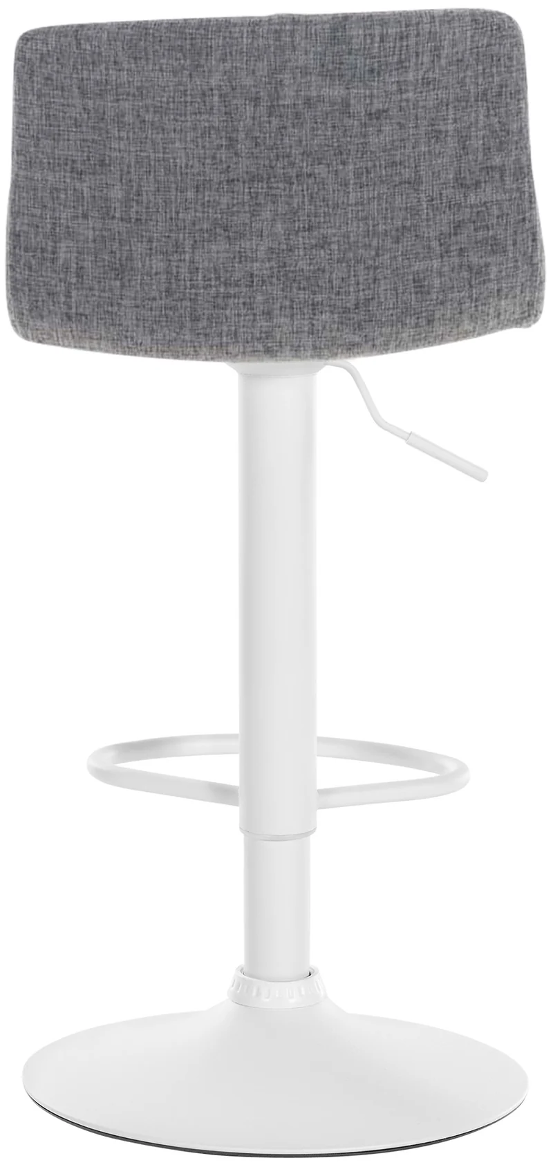 Tabouret de bar x1 avec repose-pieds pivotant dossier incurvé en tissu gris clair et métal blanc 10_0004980