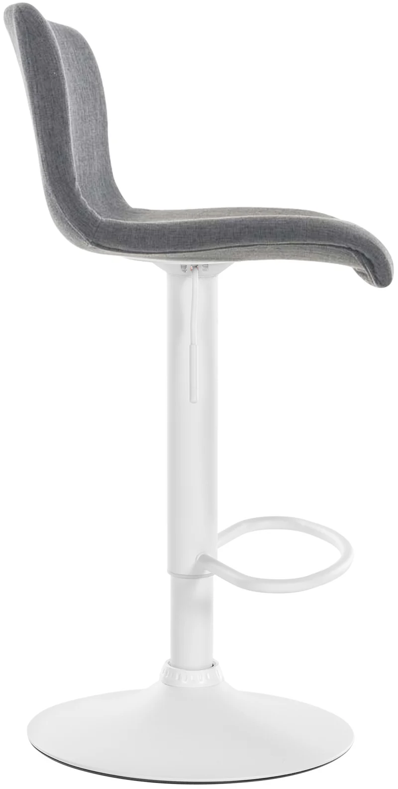 Tabouret de bar x1 avec repose-pieds pivotant dossier incurvé en tissu gris clair et métal blanc 10_0004980