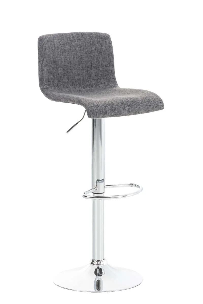 Set de 2 tabourets de bar repose-pied confortable en tissu gris clair et métal chromé 10_0004207