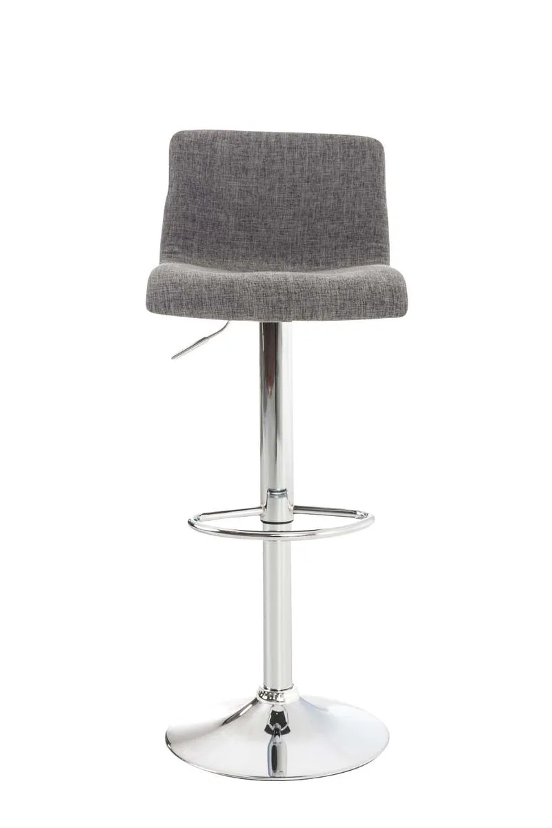 Set de 2 tabourets de bar repose-pied confortable en tissu gris clair et métal chromé 10_0004207