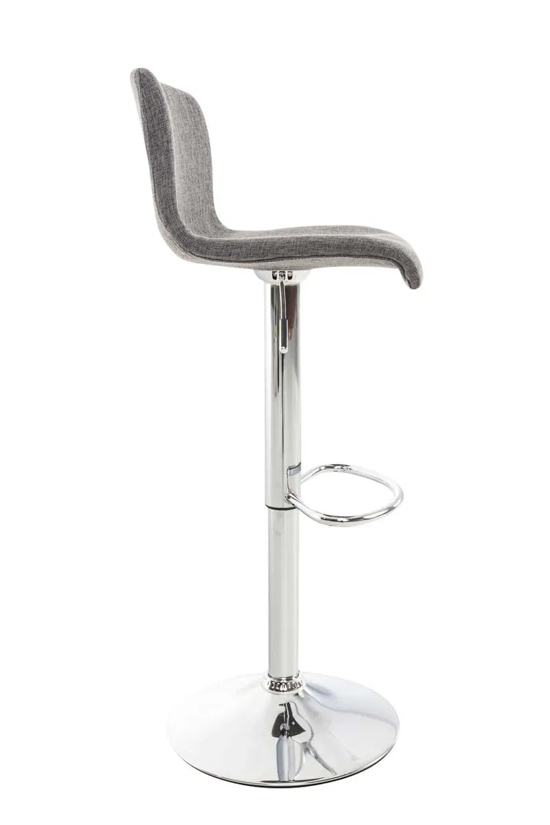 Set de 2 tabourets de bar repose-pied confortable en tissu gris clair et métal chromé 10_0004207