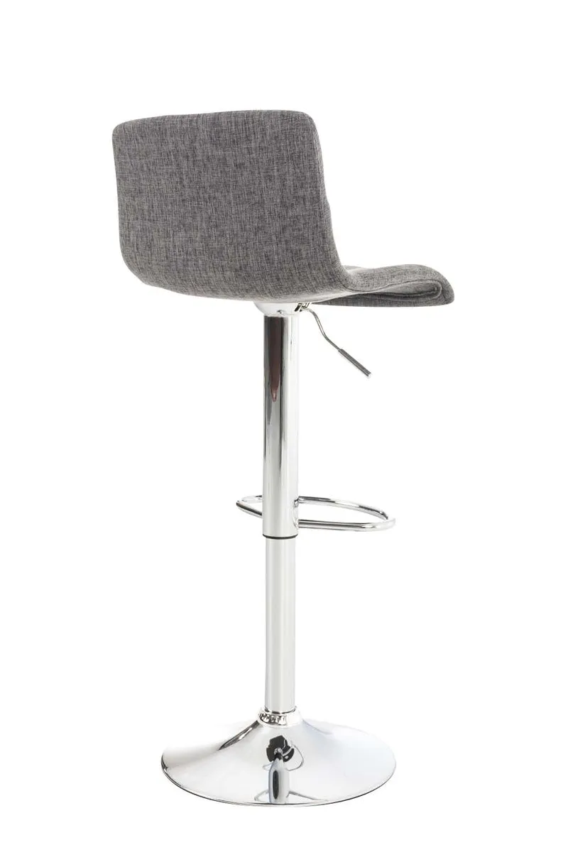 Set de 2 tabourets de bar repose-pied confortable en tissu gris clair et métal chromé 10_0004207