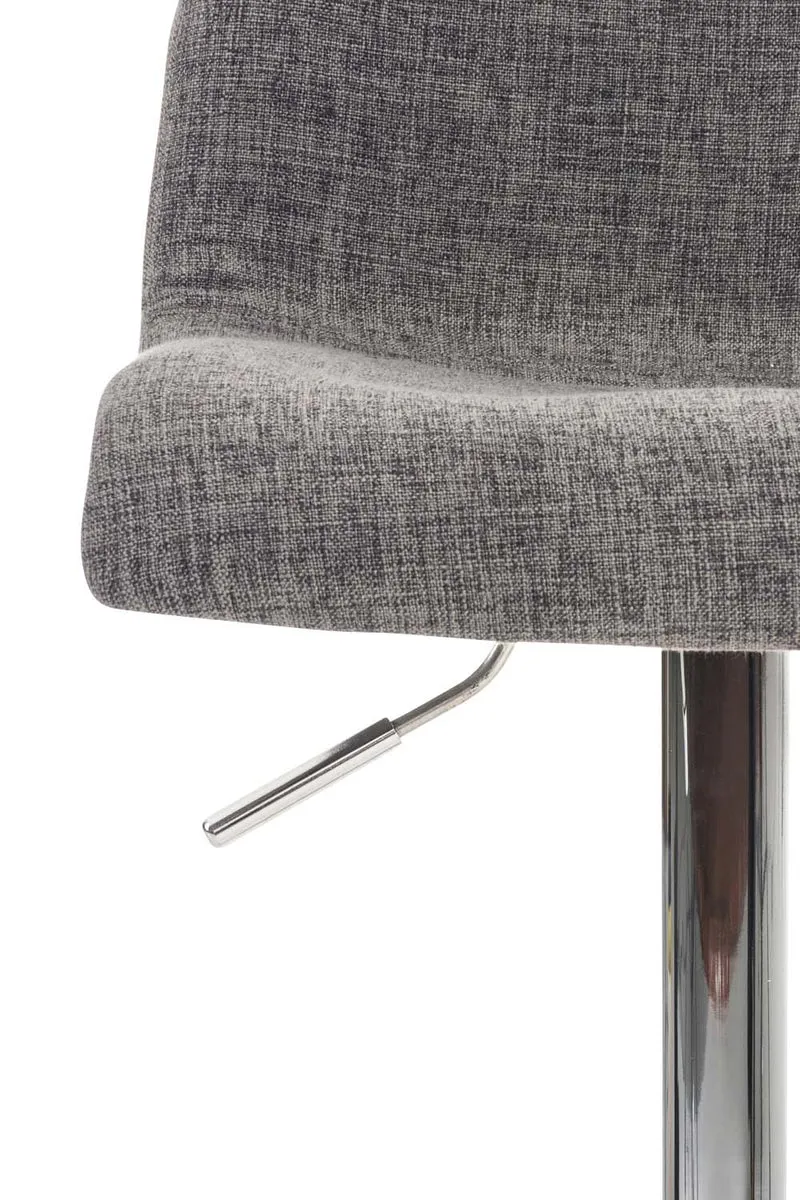 Set de 2 tabourets de bar repose-pied confortable en tissu gris clair et métal chromé 10_0004207