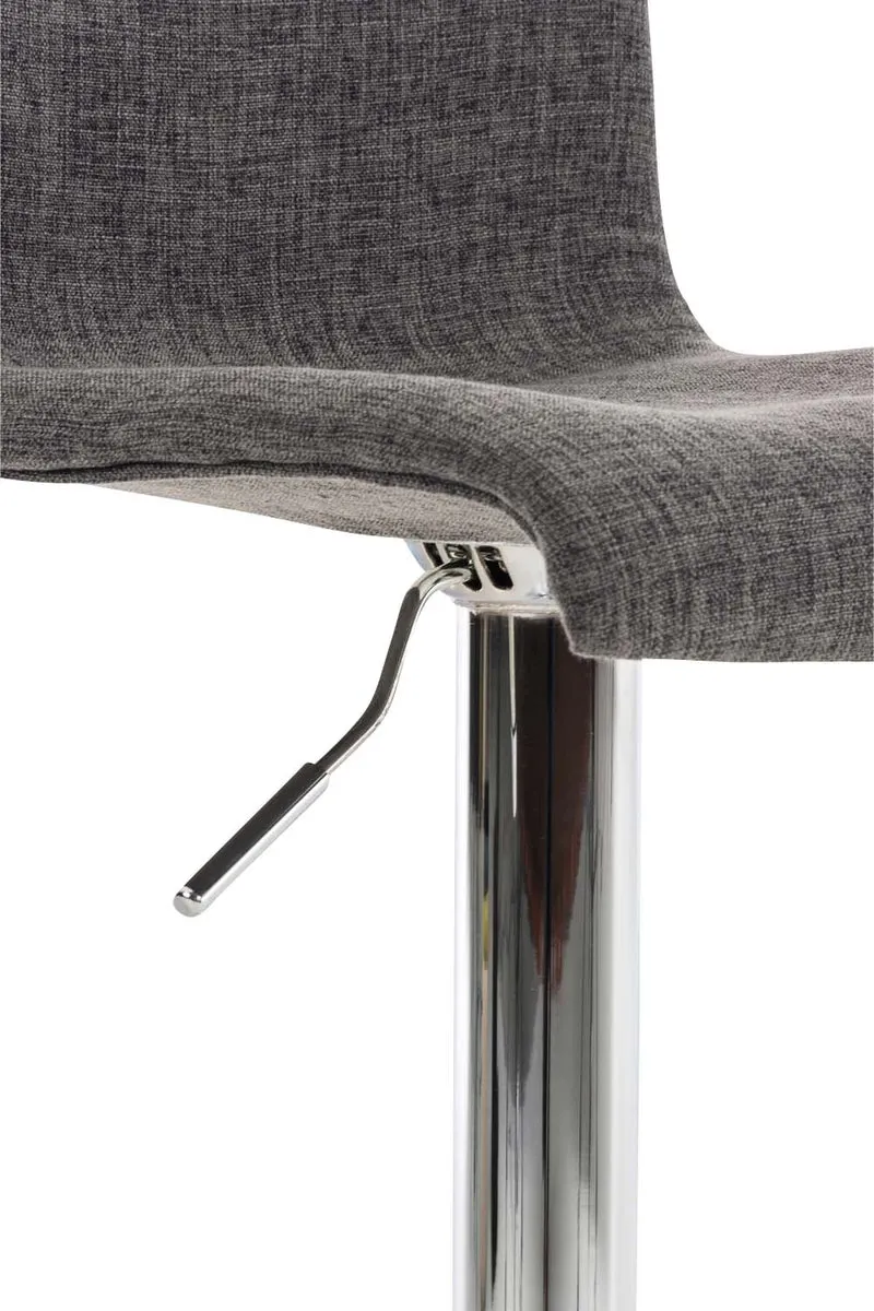 Set de 2 tabourets de bar repose-pied confortable en tissu gris clair et métal chromé 10_0004207