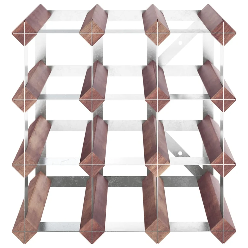 Casier range bouteilles étagère de rangement vin pour 12 bouteilles en bois pin marron et acier DEC024291