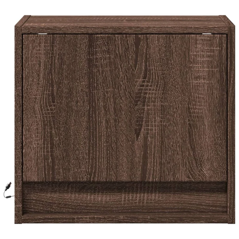 Lot de 2 tables de chevet murales 45 x 31 x 40,5 cm avec lumières LED en bois d'ingénierie marron DEC036141