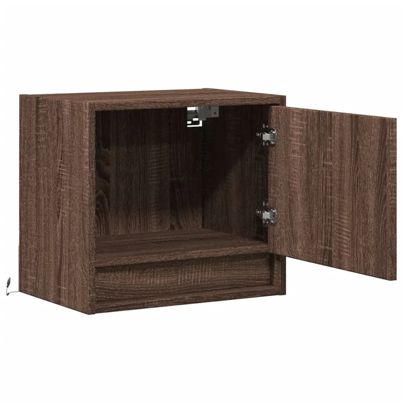 Lot de 2 tables de chevet murales 45 x 31 x 40,5 cm avec lumières LED en bois d'ingénierie marron DEC036141