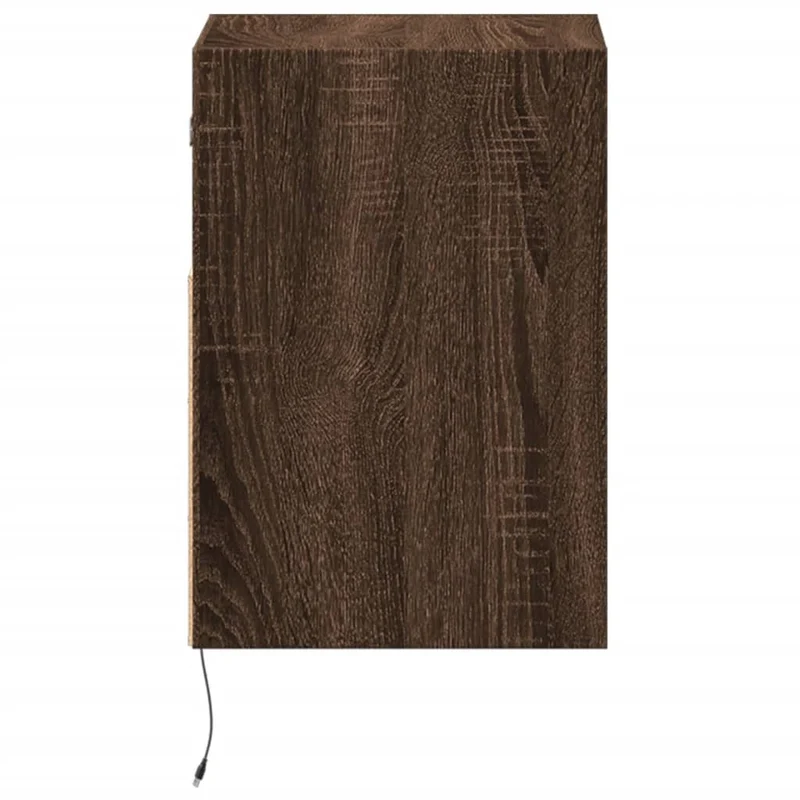 Lot de 2 tables de chevet murales avec lumières LED en bois d'ingénierie marron DEC036140