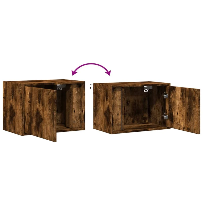 Lot de 2 tables de chevet murales 50 x 31 x 35 cm avec lumières LED compartiment avec porte DEC036134