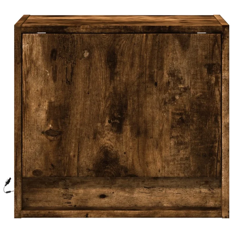 Lot de 2 tables de chevet murales avec lumières LED avec compartiment avec porte bois d'ingénierie marron DEC036129