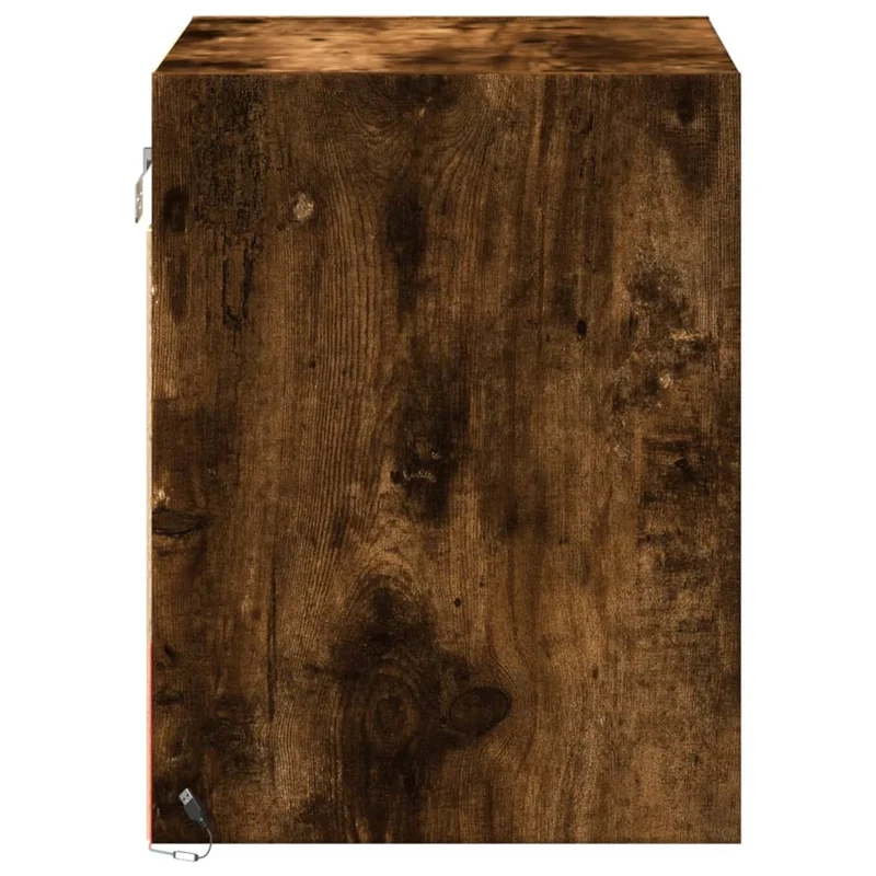 Lot de 2 tables de chevet murales avec lumières LED avec compartiment avec porte bois d'ingénierie marron DEC036129