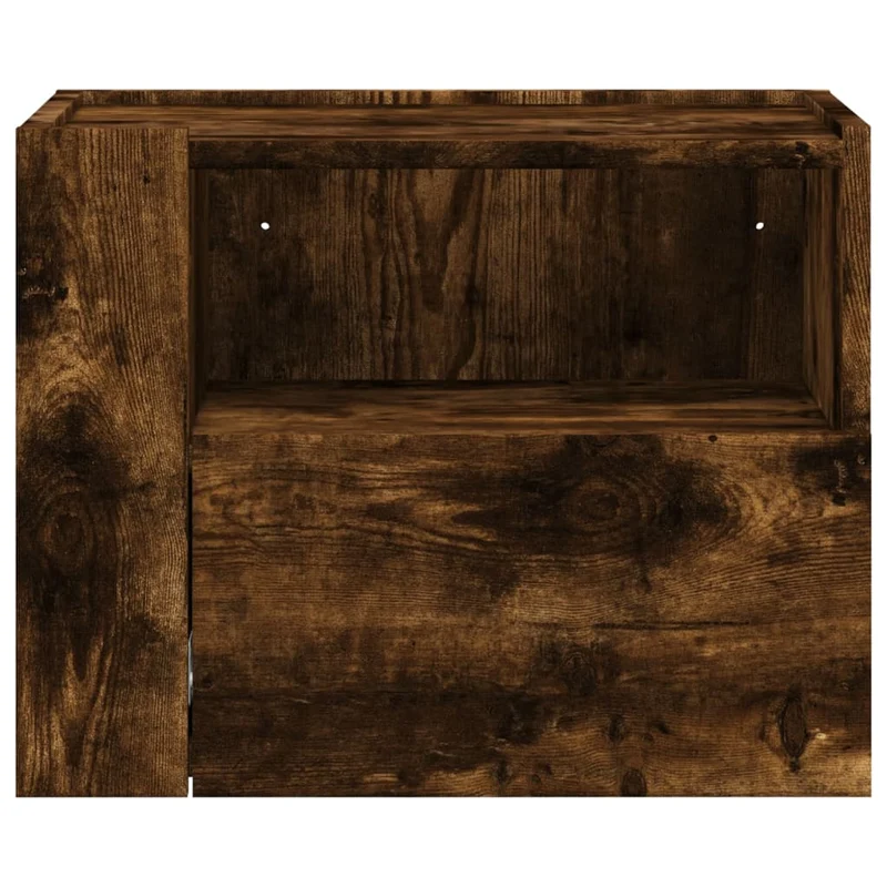 Lot de 2 tables de chevet murales avec tiroir et compartiment ouvert 45 x 30 x 35 cm bois d'ingénierie marron DEC036050