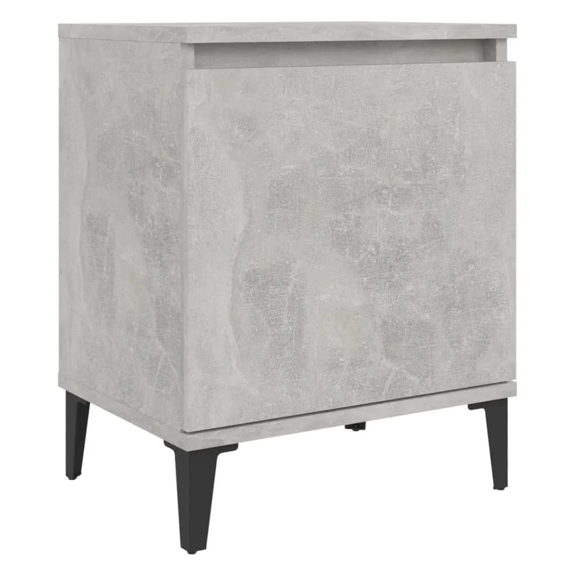 Lot de 2 tables de chevet avec compartiment avec porte 40 x 30 x 50 cm bois d'ingénierie gris et métal DEC035954