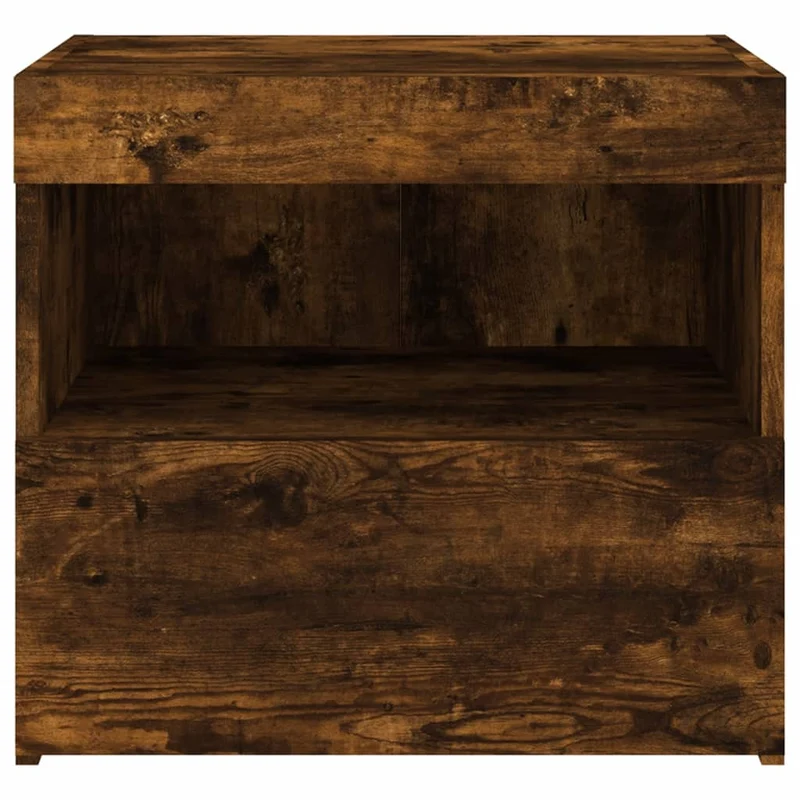 Lot de 2 tables de chevet avec lumières LED avec tiroir et compartiment ouvert 50 x 40 x 45 cm bois d'ingénierie marron DEC035935