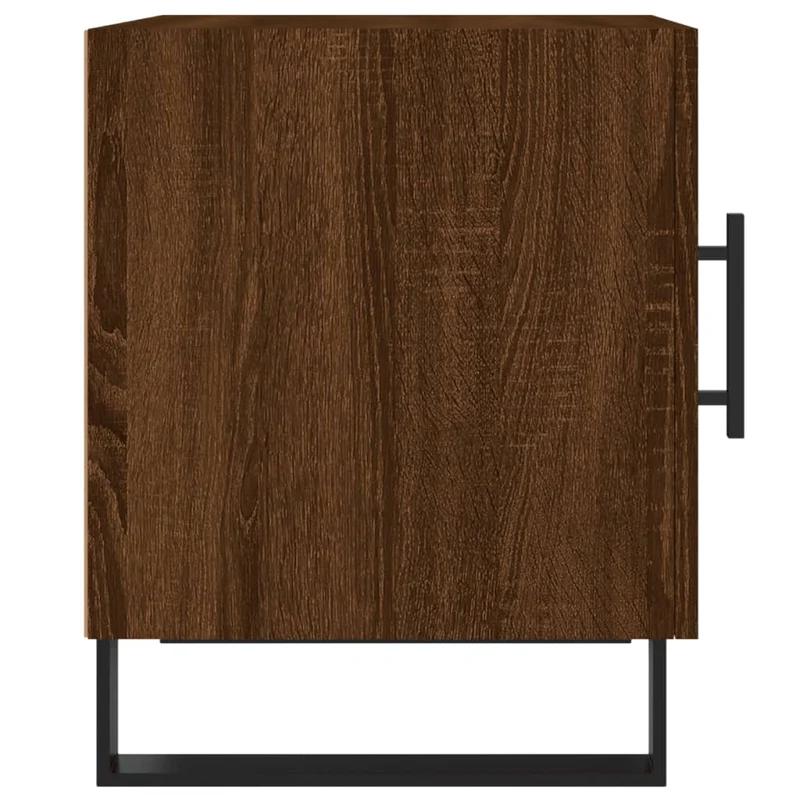 Lot de 2 tables de chevet avec compartiment avec porte 40 x 40 x 50cm bois d'ingénierie marron et fer DEC035849