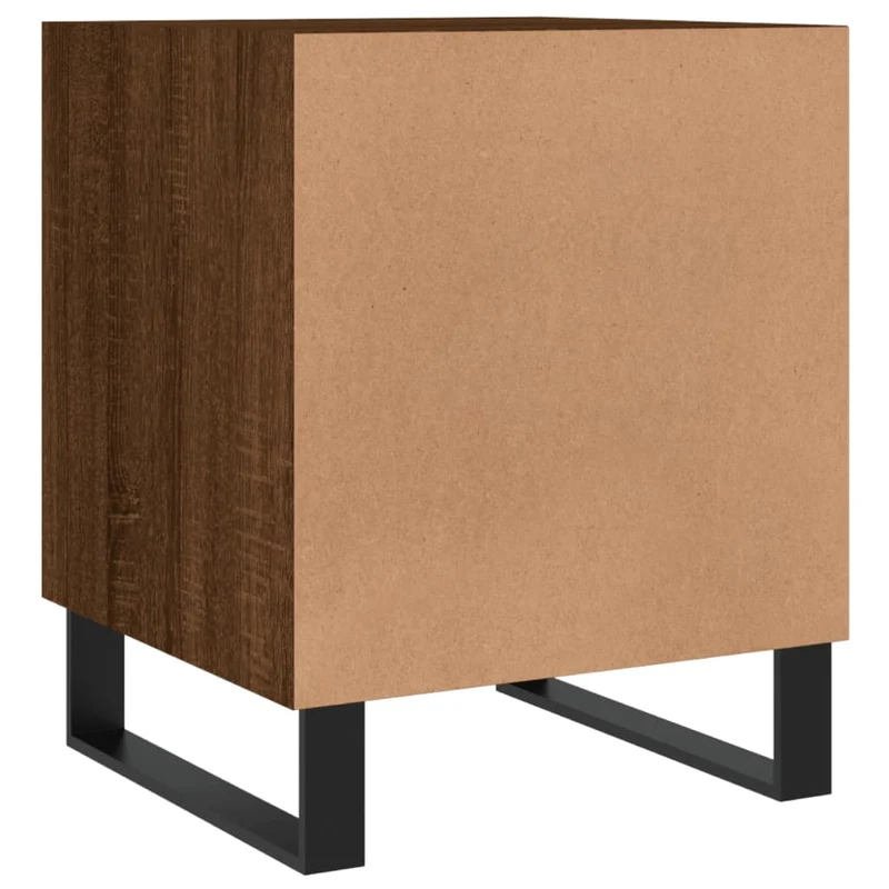 Lot de 2 tables de chevet avec compartiment avec porte 40 x 40 x 50cm bois d'ingénierie marron et fer DEC035849