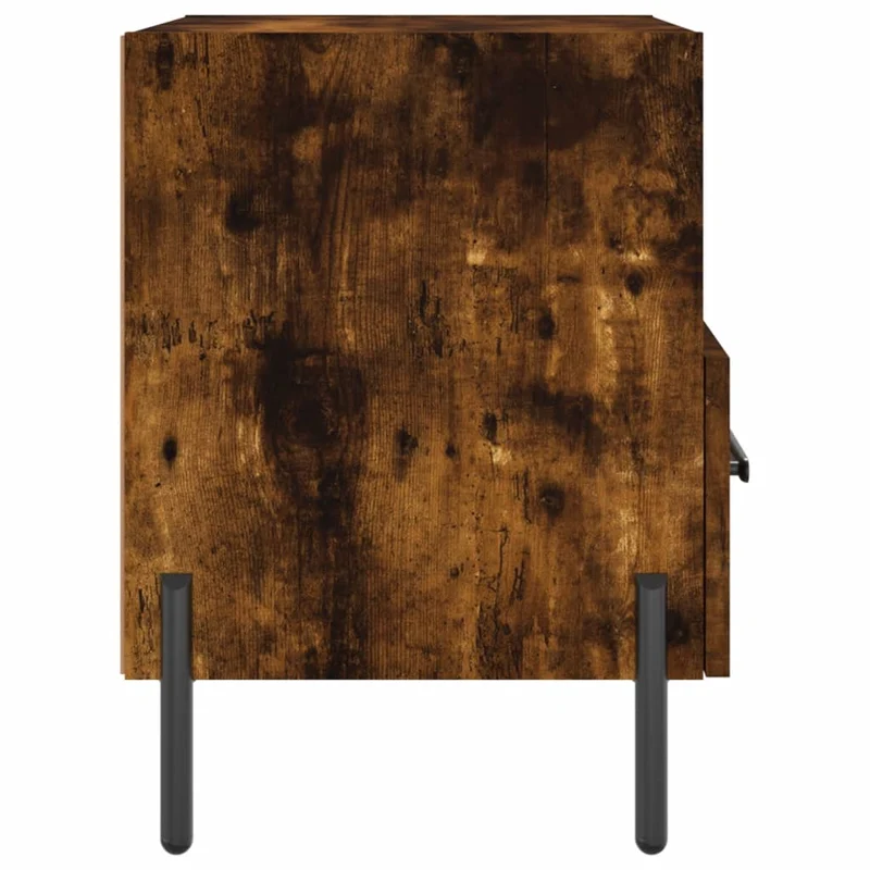 Lot de 2 tables de chevet avec tiroir et compartiment ouvert 40 x 35 x 47,5cm bois d’ingénierie marron et fer DEC035813
