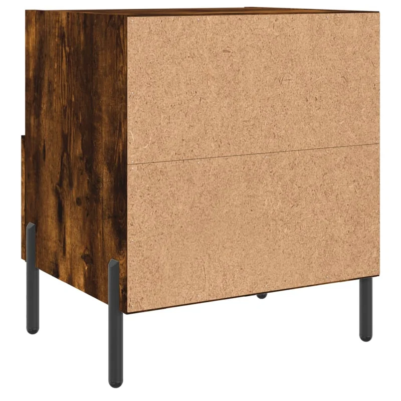 Lot de 2 tables de chevet avec tiroir et compartiment ouvert 40 x 35 x 47,5cm bois d’ingénierie marron et fer DEC035813