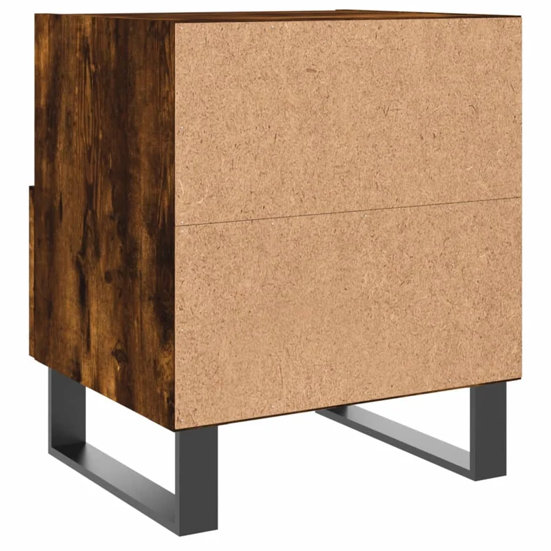 Lot de 2 tables de chevet avec tiroir et compartiment ouvert 40 x 35 x 47,5cm bois d’ingénierie marron et fer DEC035812