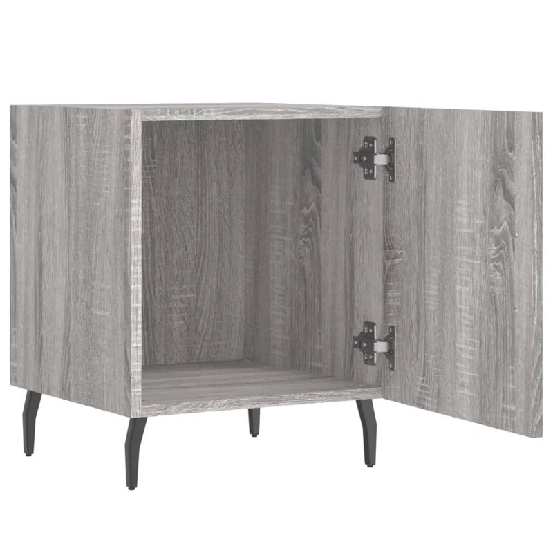 Lot de 2 tables de chevet avec compartiment avec porte 40 x 40 x 50cm bois d'ingénierie gris et fer DEC035721