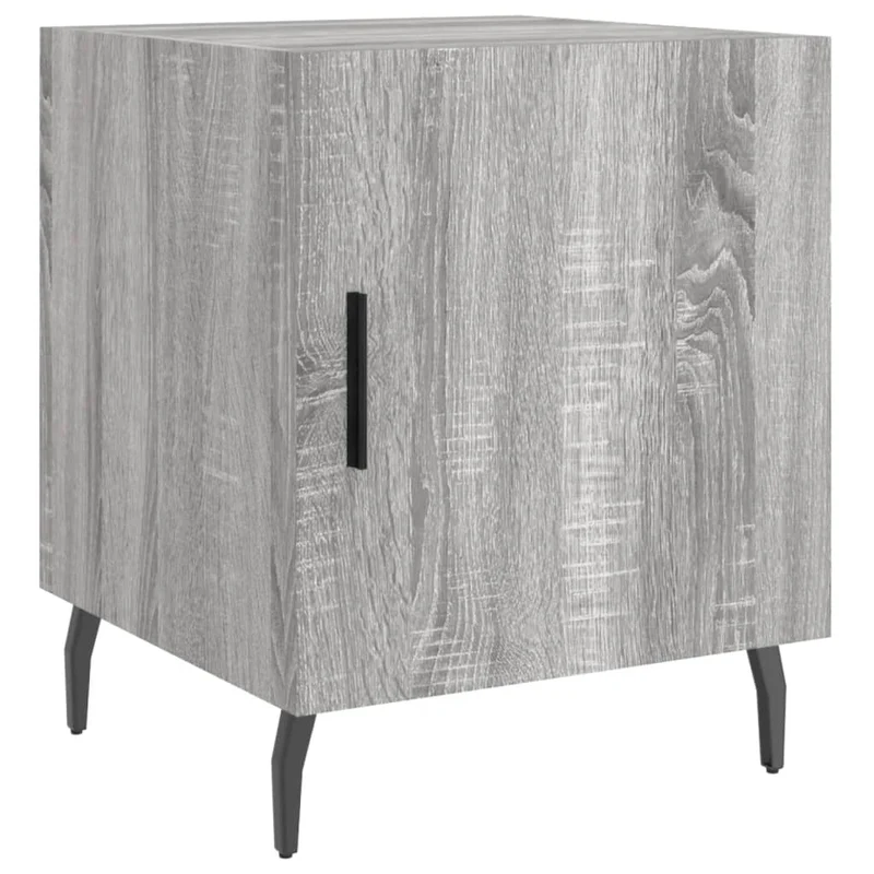 Lot de 2 tables de chevet avec compartiment avec porte 40 x 40 x 50cm bois d'ingénierie gris et fer DEC035721