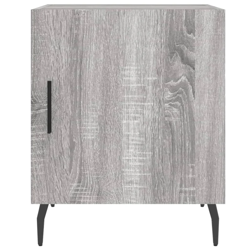 Lot de 2 tables de chevet avec compartiment avec porte 40 x 40 x 50cm bois d'ingénierie gris et fer DEC035721