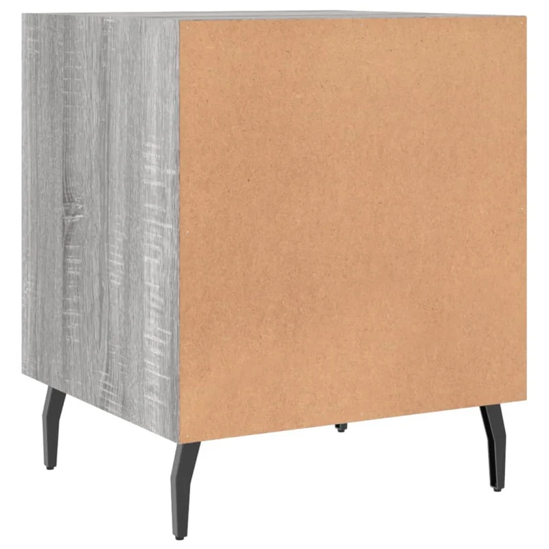 Lot de 2 tables de chevet avec compartiment avec porte 40 x 40 x 50cm bois d'ingénierie gris et fer DEC035721