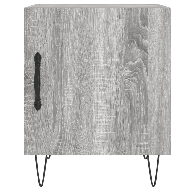 Lot de 2 tables de chevet avec compartiment avec porte 40 x 40 x 50cm bois d'ingénierie gris et fer DEC035717