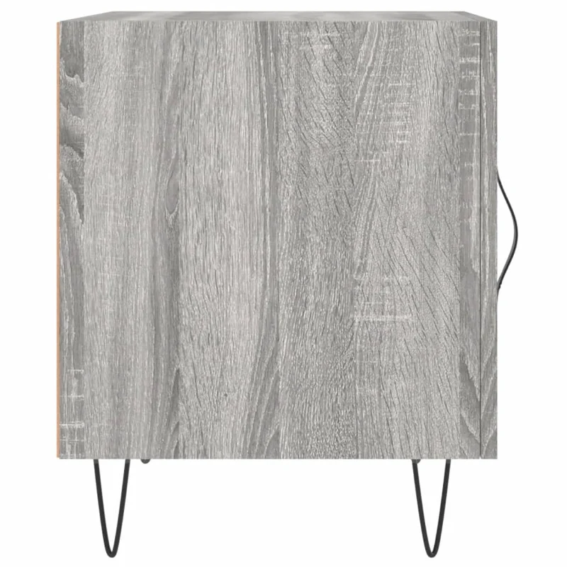 Lot de 2 tables de chevet avec compartiment avec porte 40 x 40 x 50cm bois d'ingénierie gris et fer DEC035717