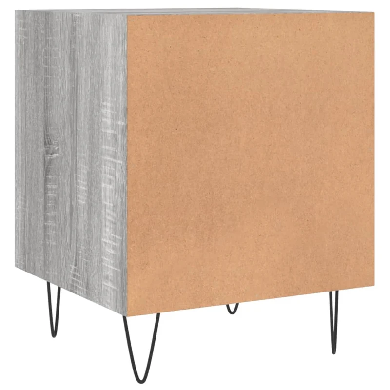 Lot de 2 tables de chevet avec compartiment avec porte 40 x 40 x 50cm bois d'ingénierie gris et fer DEC035717