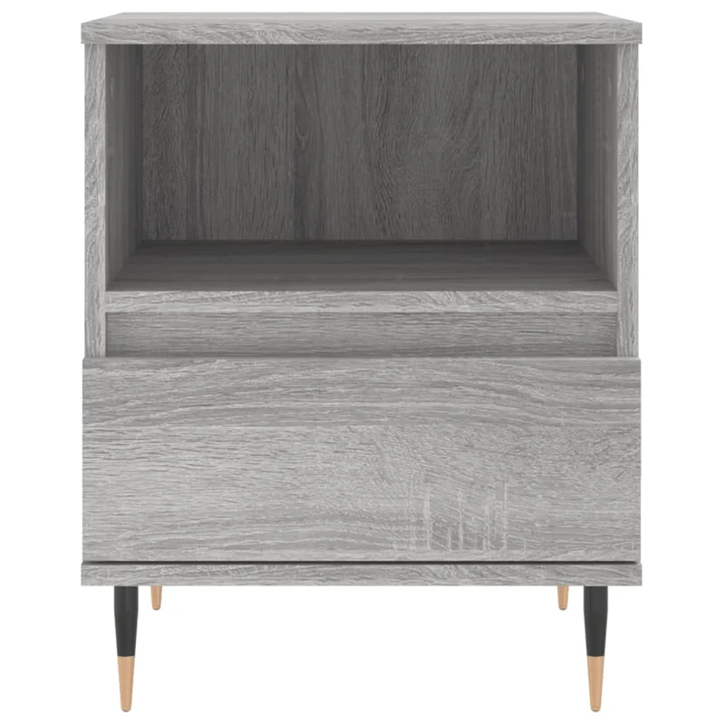 Lot de 2 tables de chevet avec tiroir et compartiment ouvert 40 x 35 x 50 cm bois ingénierie gris et métal DEC035699