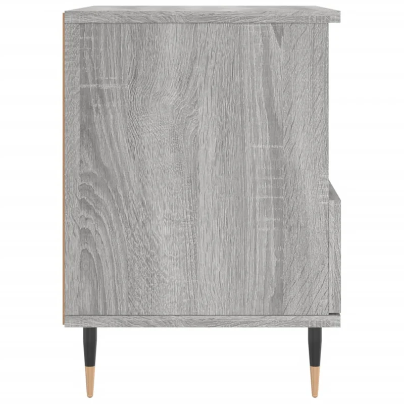 Lot de 2 tables de chevet avec tiroir et compartiment ouvert 40 x 35 x 50 cm bois ingénierie gris et métal DEC035699