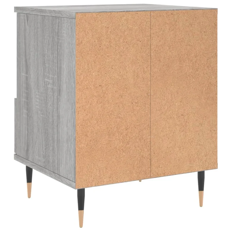 Lot de 2 tables de chevet avec tiroir et compartiment ouvert 40 x 35 x 50 cm bois ingénierie gris et métal DEC035699