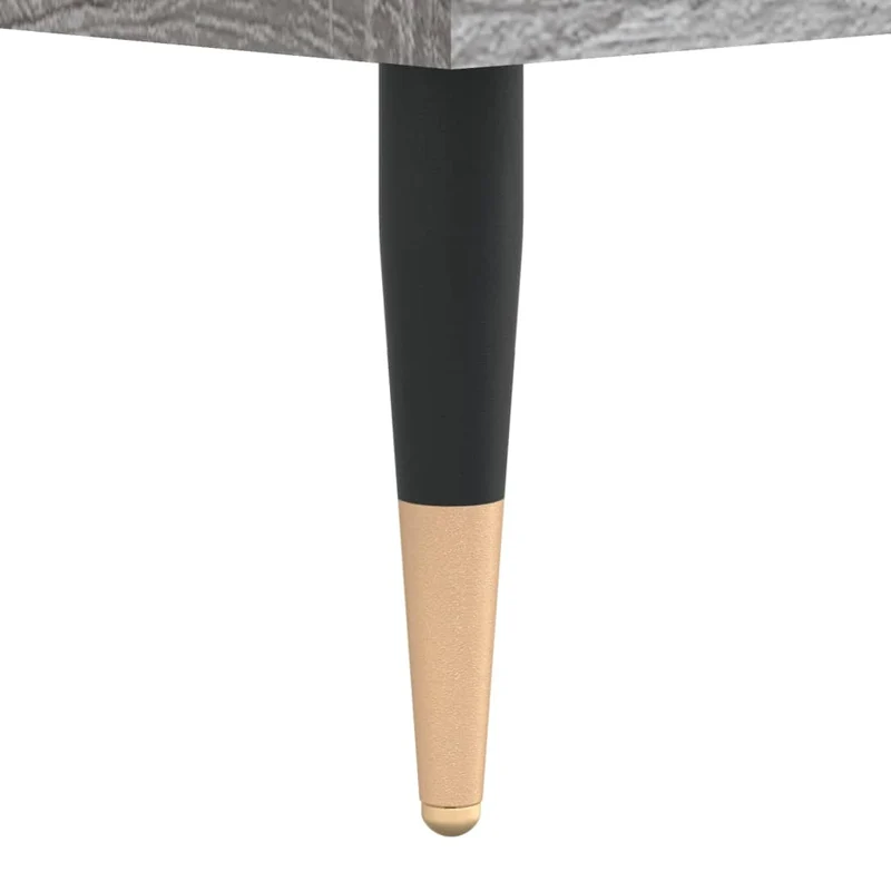 Lot de 2 tables de chevet avec tiroir et compartiment ouvert 40 x 35 x 50 cm bois ingénierie gris et métal DEC035699