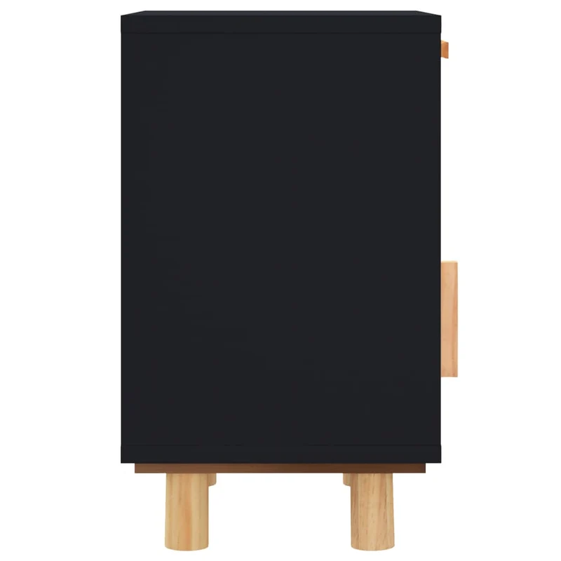 Lot de 2 tables de chevet avec tiroir et compartiment avec porte bois d'ingénierie noir rotin naturel DEC035617