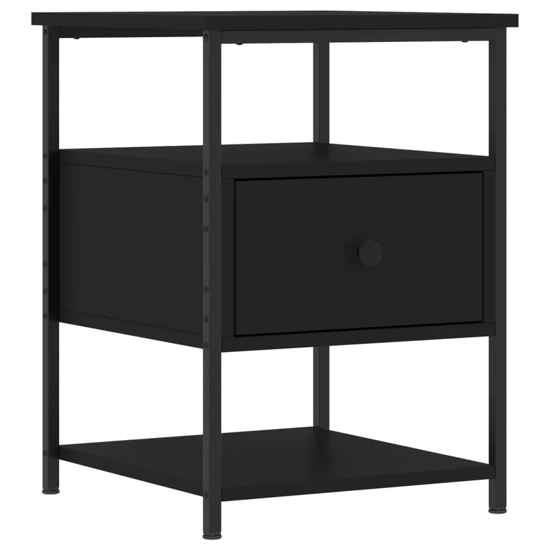 Lot de 2 tables de chevet avec tiroir et étagère 40 x 42 x 56 cm bois d’ingénierie noir DEC035588