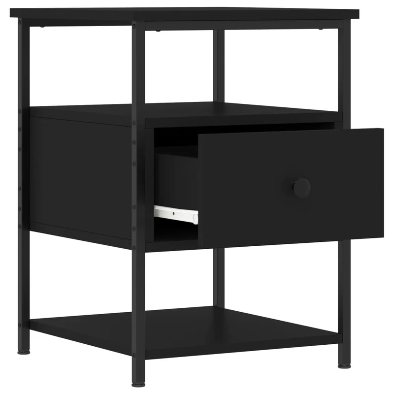 Lot de 2 tables de chevet avec tiroir et étagère 40 x 42 x 56 cm bois d’ingénierie noir DEC035588