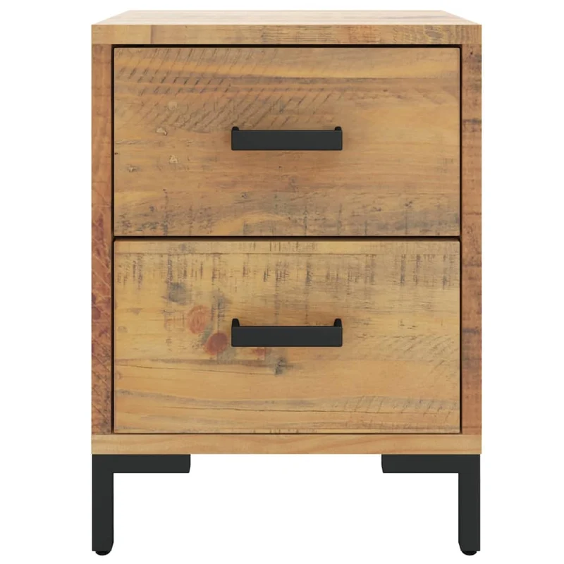 Lot de 2 tables de chevet avec deux tiroirs 36 x 30 x 45 cm bois de pin et métal DEC034749